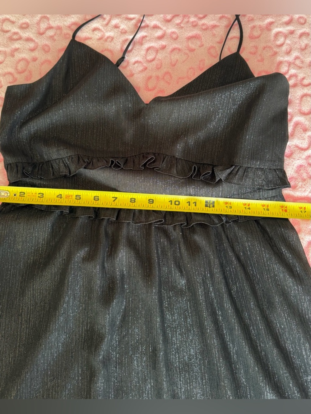 Madewell Black/Silver V-Neck Ruffles 
Maxi Dress Women’s Size: 4 - Picture 7 of 10